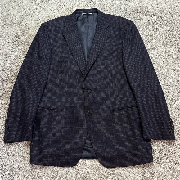 Canali 1934 Men’s Blazer Plaid Wool Sport Coat Brown & Blue Italy US/42R EU/52R